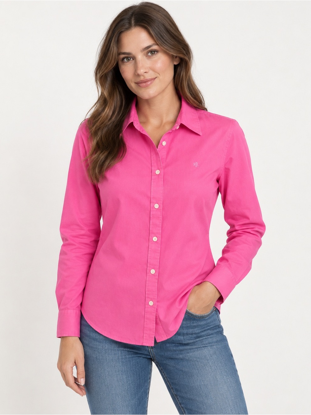 Lauren Ralph Lauren Pink Non Iron Cotton Button Down Shirt Size S